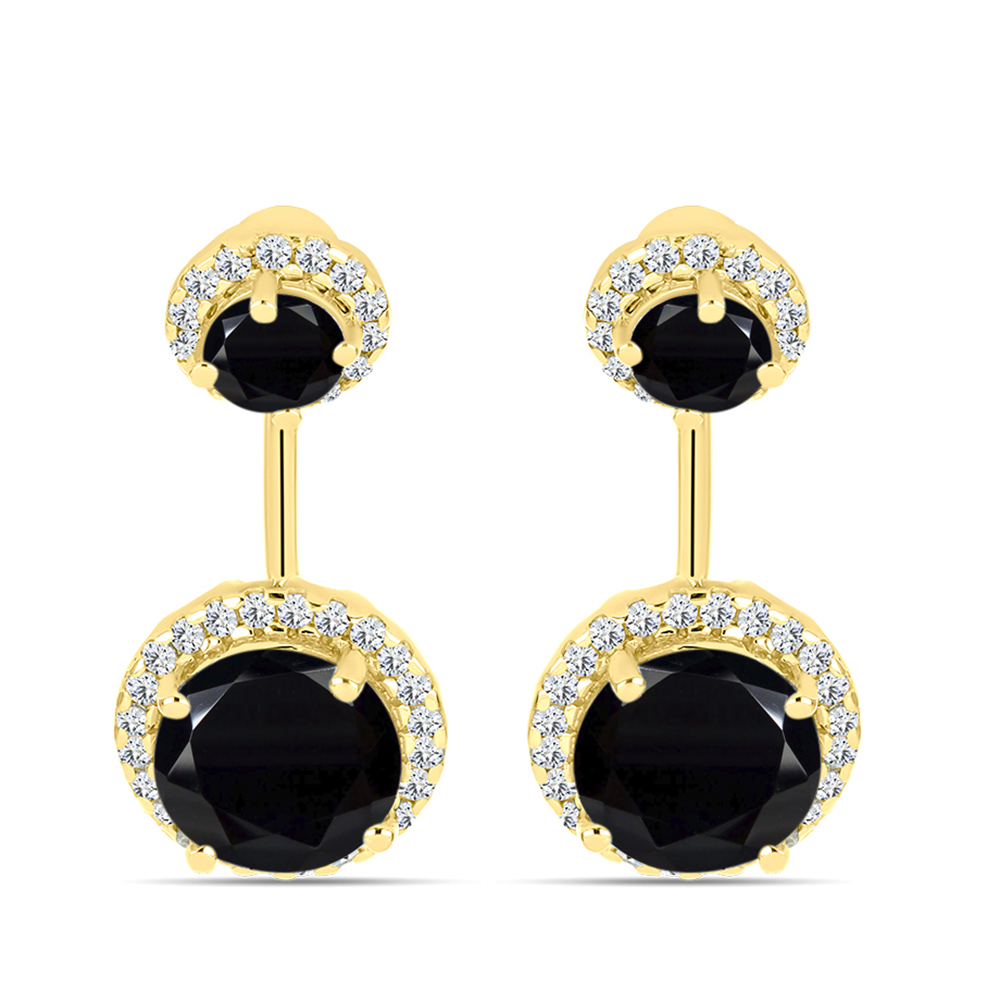 BUY 14K GOLD WITH BLACK ONYX GEMSTONE EARRING